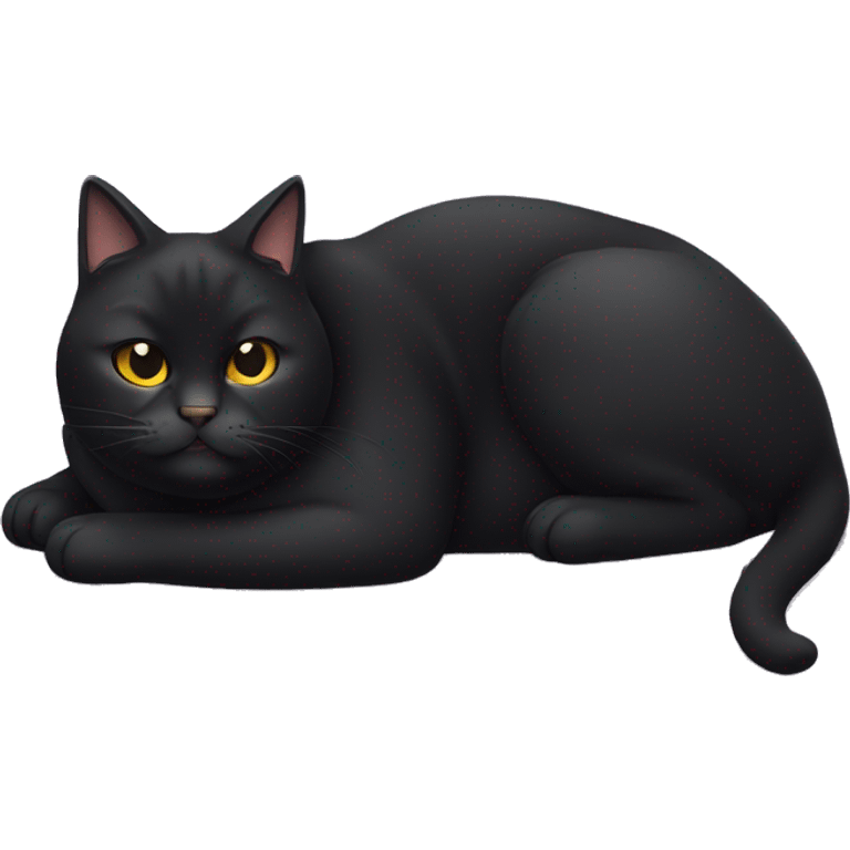 Fat black cat lays on back emoji