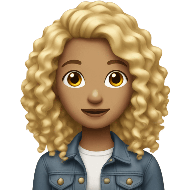 Teen girl with blonde curly hair  emoji