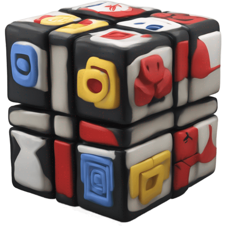 Rubix cube with uchiha clan symb emoji