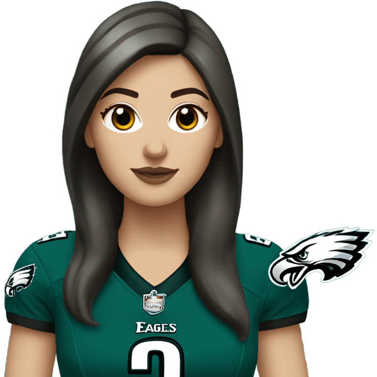  White female brunette wearing Philadelphia Eagles jersey emoji