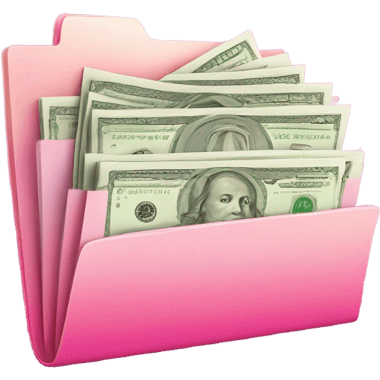 gradient pink shades folder with money documents emoji