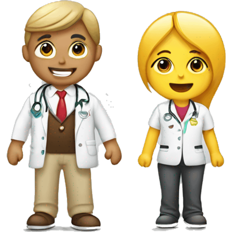 chica nutricionista con chico entrenador emoji