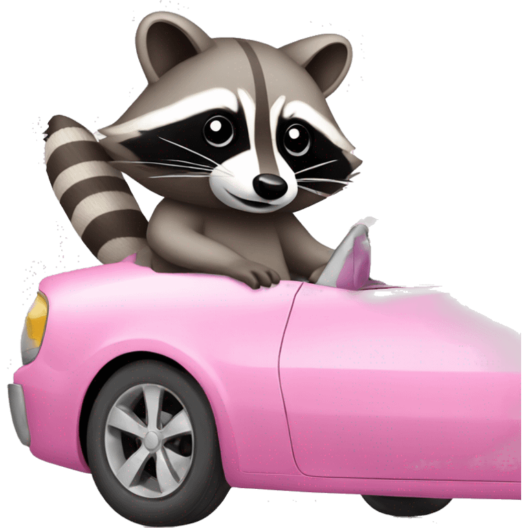 Raccoon in pink car emoji