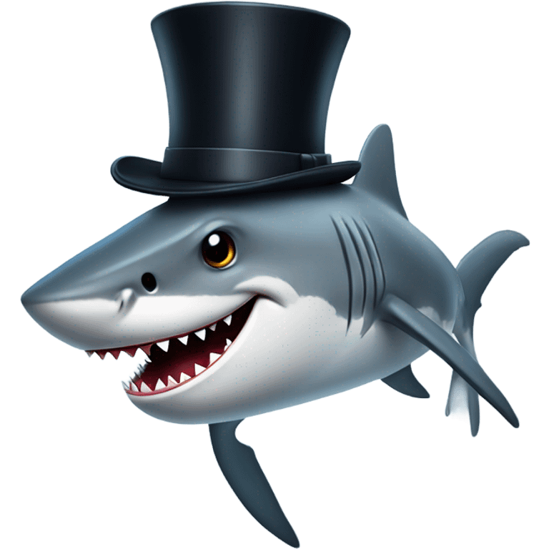 Shark with a top hat emoji