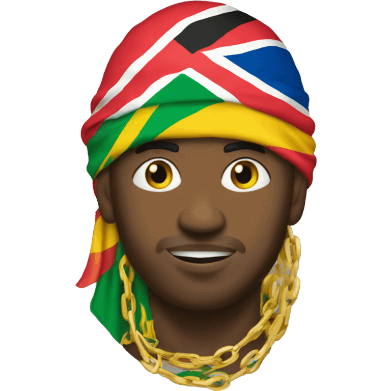  emoji with a durag with all the caribbean flags on it wearing gold chain emoji