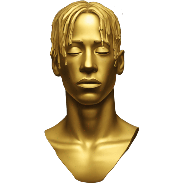 Golden ancient head sculpture  travis scott head emoji