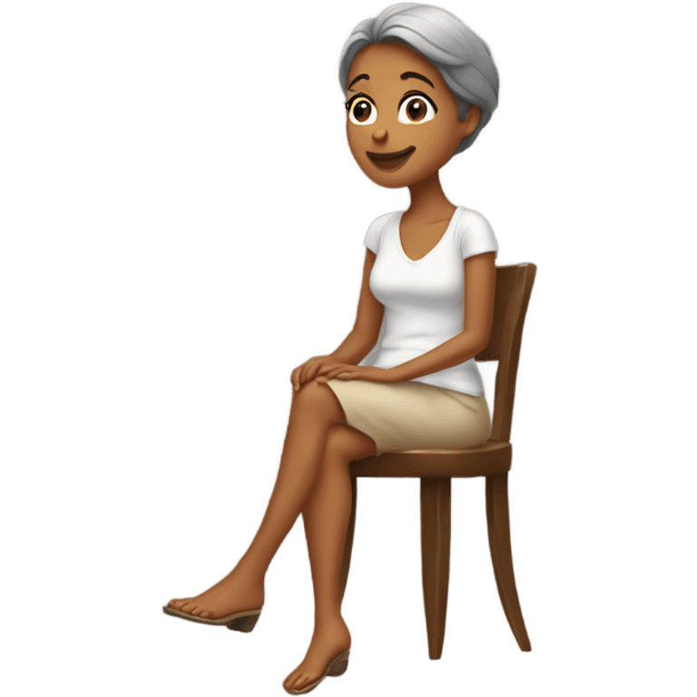 beautiful mother is sitting and chatting emoji