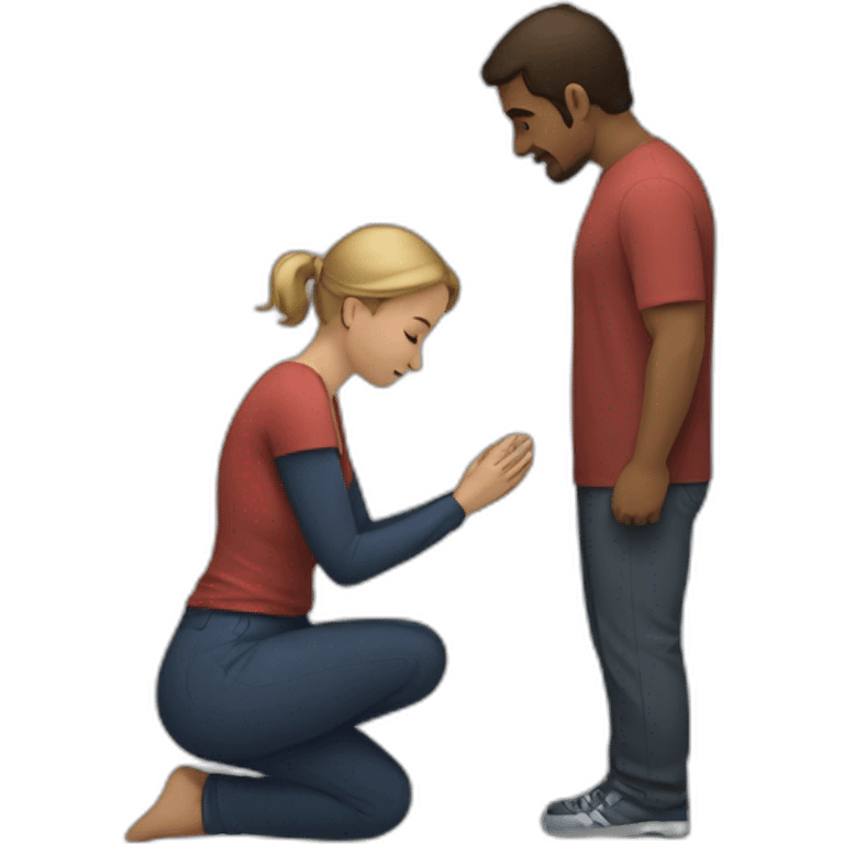 Woman on knees facing man emoji