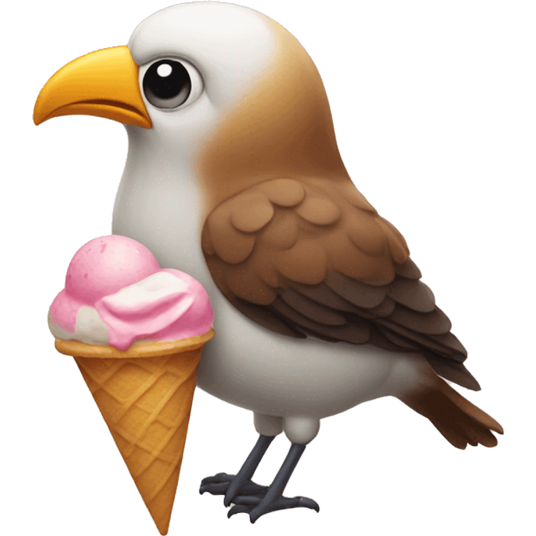 A bird with icecream emoji