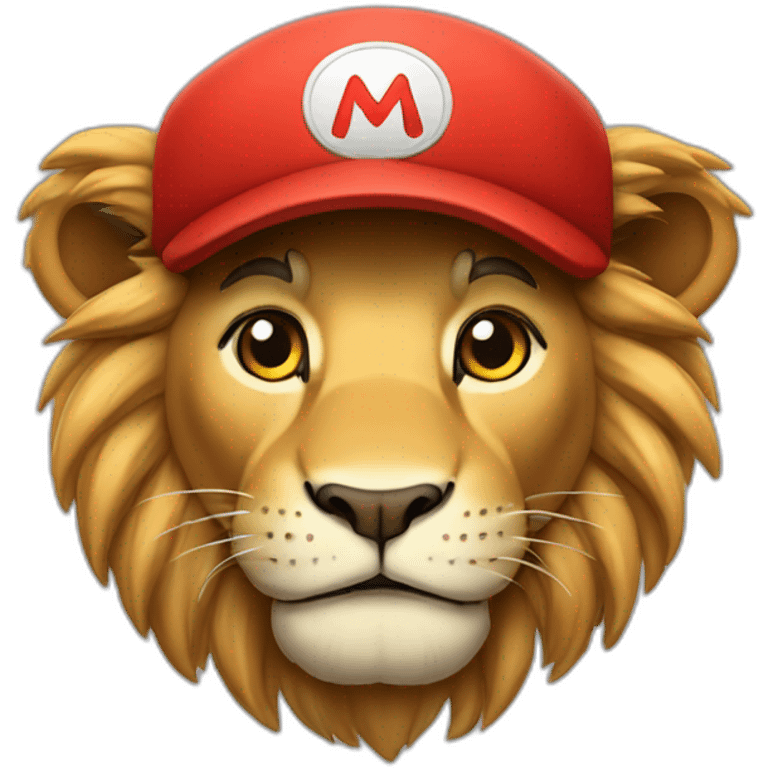 Lion avec la casquette de mario emoji