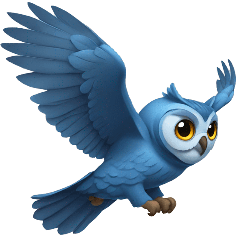 Flying blue owl emoji