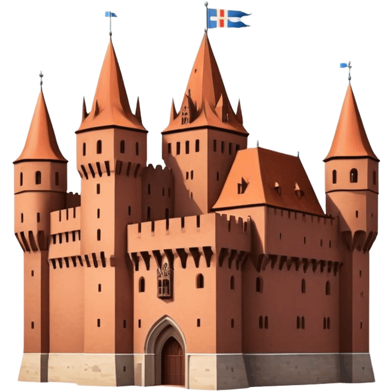 Cinematic Realistic Malbork Castle Landmark Emoji, depicted as an imposing medieval fortress rendered with rich detail and dramatic, historic lighting. emoji