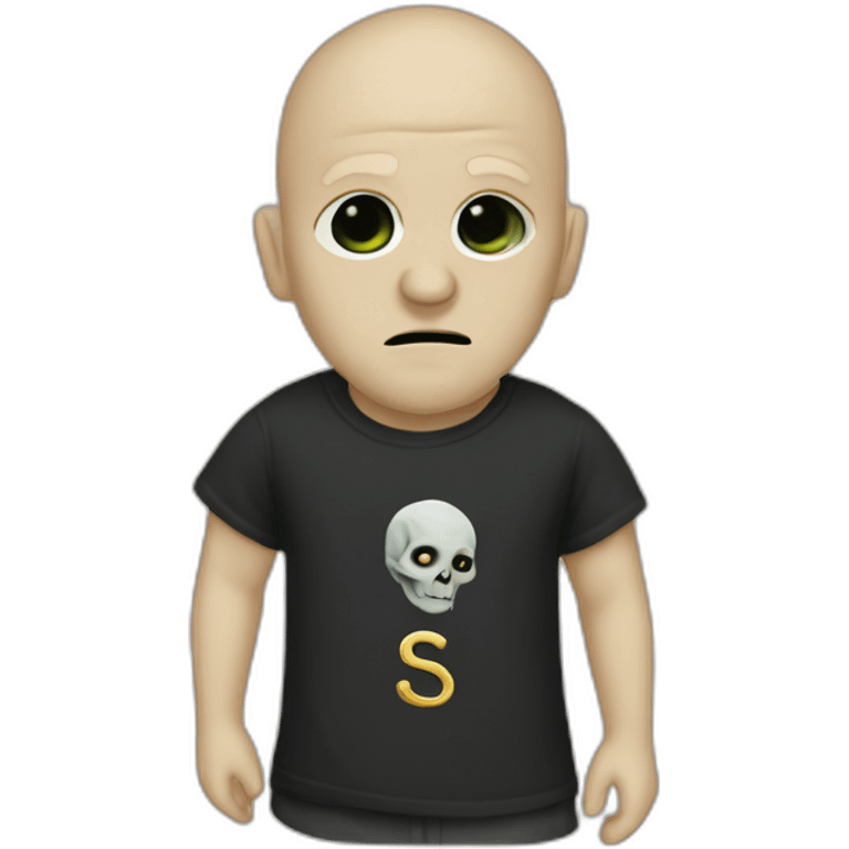 Voldemort wears a T-shirt with the word Sude on it emoji