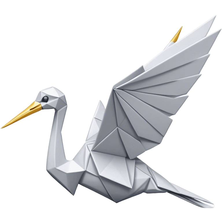 Cinematic Realistic Origami Crane Emoji, featuring a beautifully folded paper crane with crisp, delicate edges and intricate creases. The elegant structure casts soft shadows under warm, natural lighting, with a subtle texture of fine paper enhancing its serene and symbolic presence. emoji