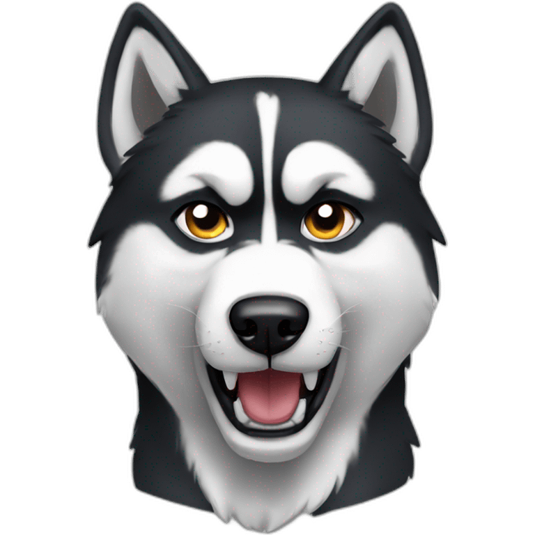 Husky-black-white-angry emoji