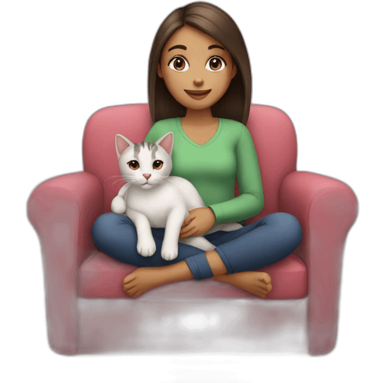 Girl with cat on lap emoji