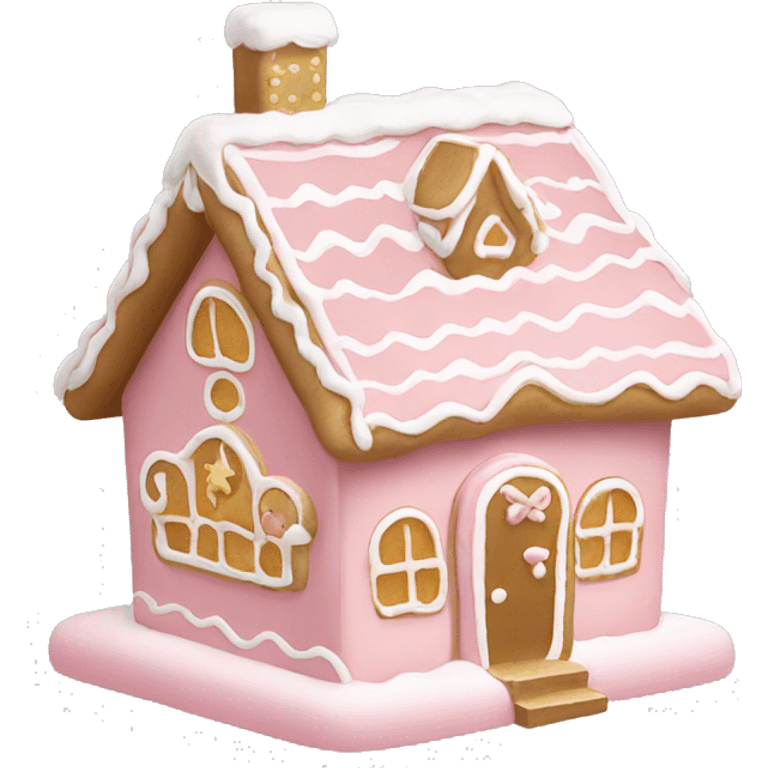 light pink and gold and white gingerbread house emoji