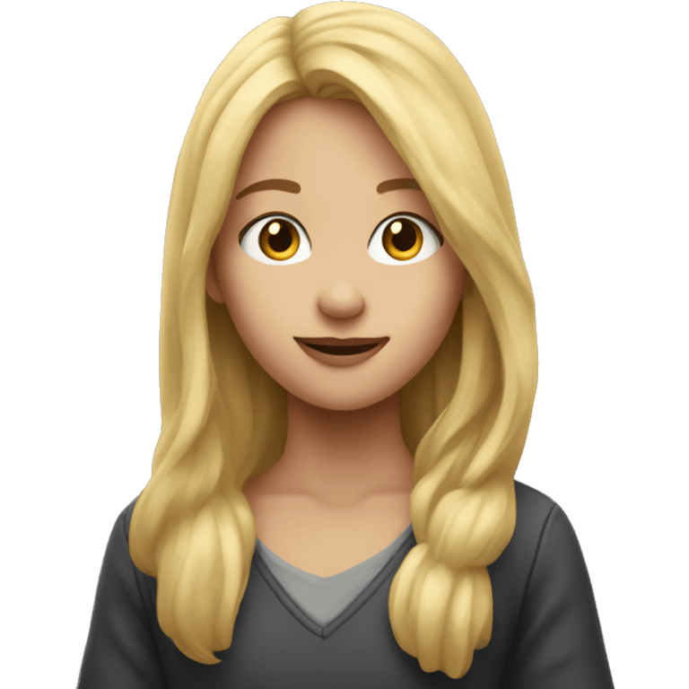 girl with blond long hair blackboard in outstretched hand emoji