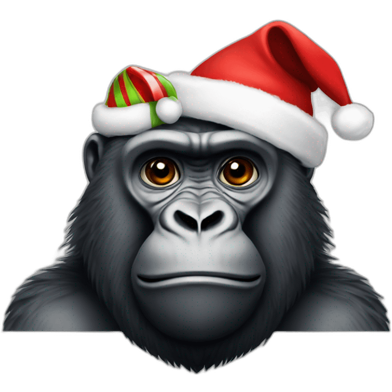 Gorilla with Santa hat emoji