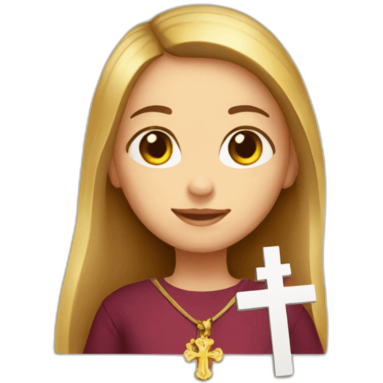 Girl christian with catholic cross emoji