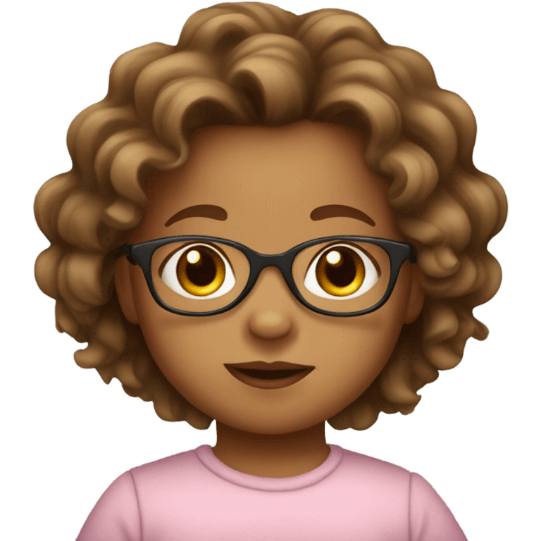 baby light brown chick with glasses and brown wavy hair on top  emoji