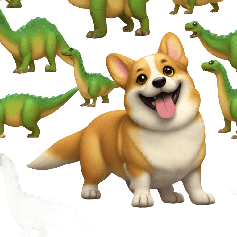 Corgi riding a dinosaur  emoji