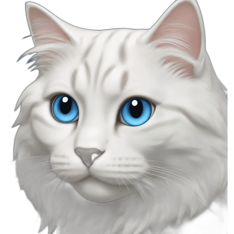 Siberian cat white blues eyes emoji