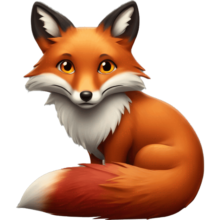 deep lush red fox face with tiny red heart instead of eyes emoji