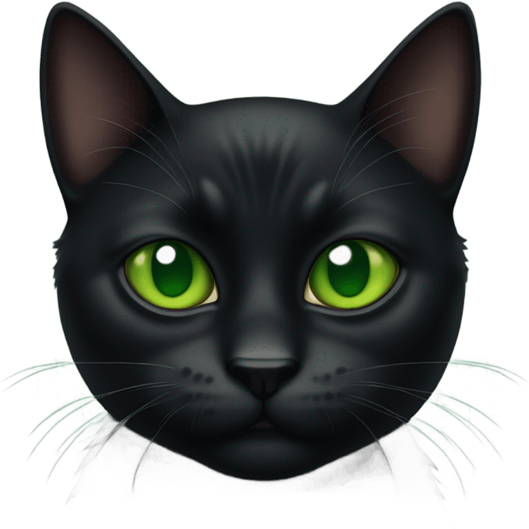 Black cat sort of cranky with green eyes emoji