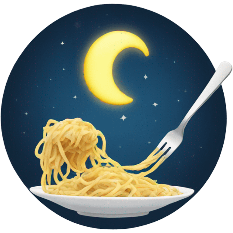 Moon eating spaghetti  emoji