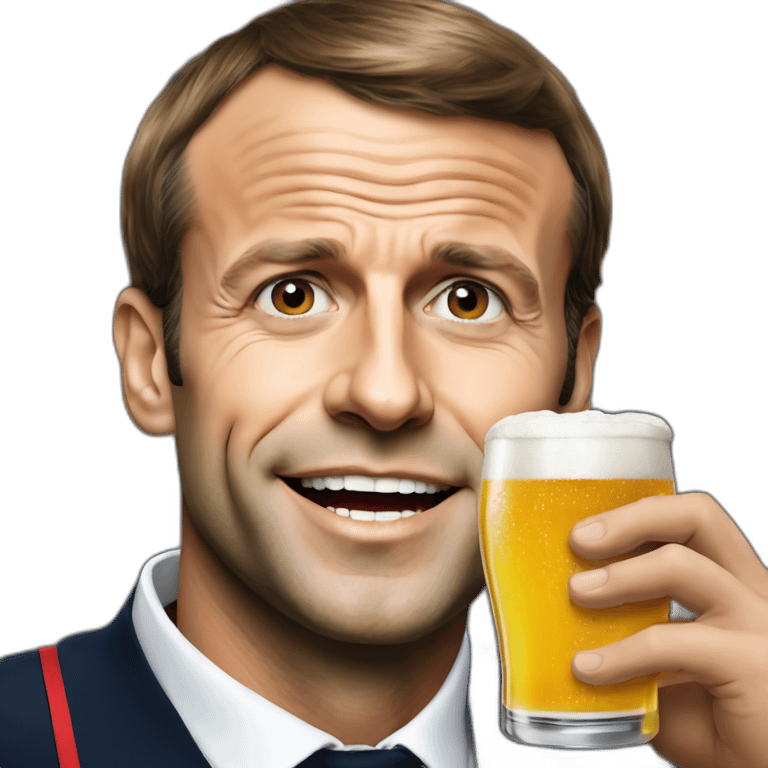 Emmanuel Macron avec une bière  emoji