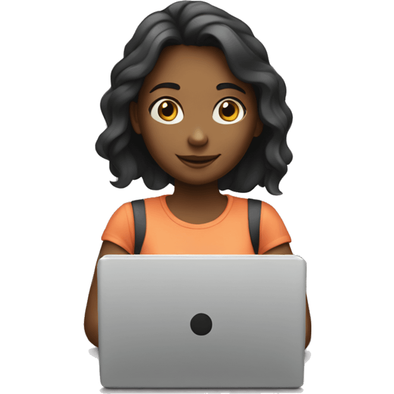 girl with laptop and writing emoji