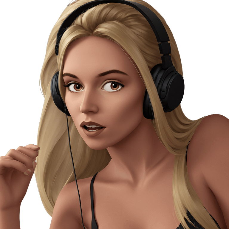 blonde girl with headphones emoji