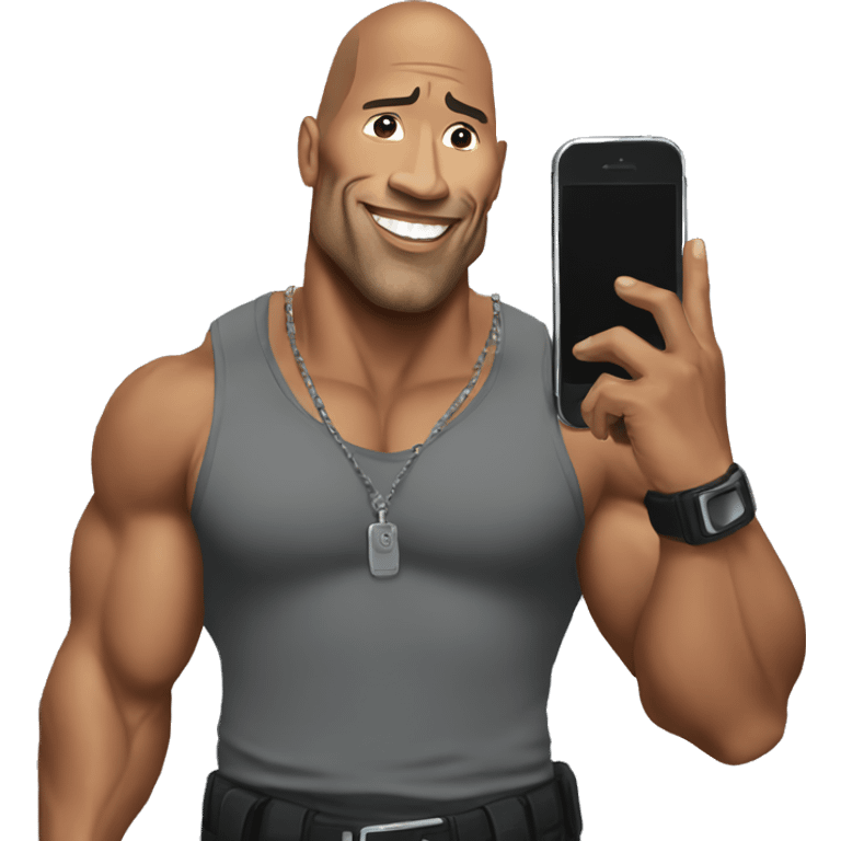 the rock with a mobile phone emoji