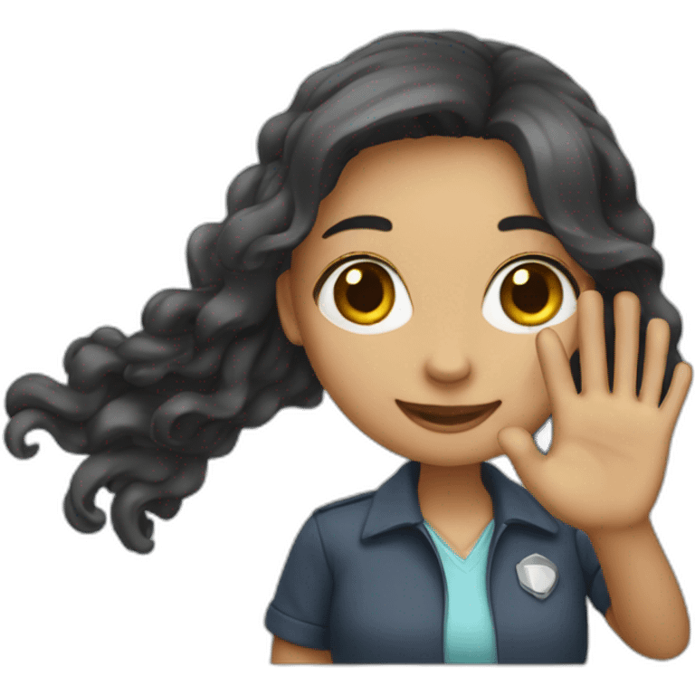 ai girl waving her hand emoji