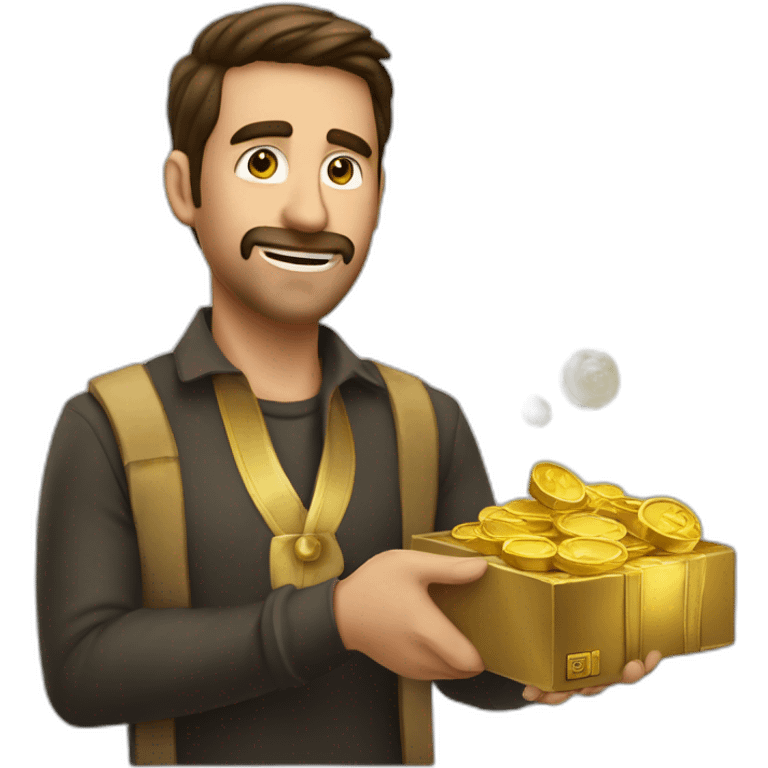 Hombre vende joya de oro hombre paga con dolares emoji