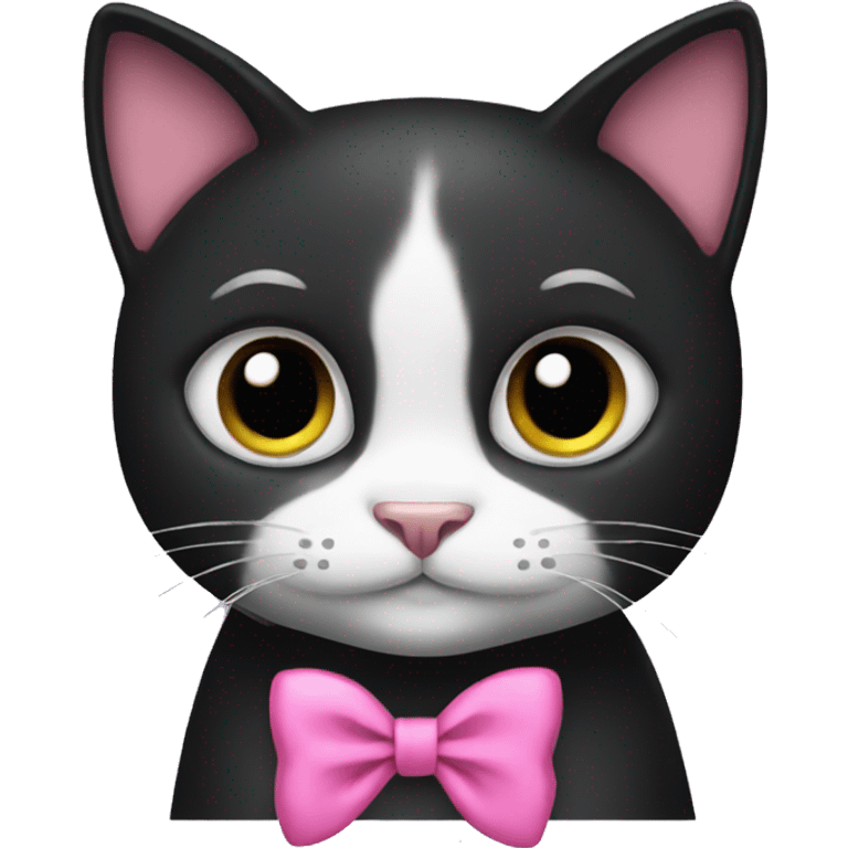 Black cat with pink bow emoji