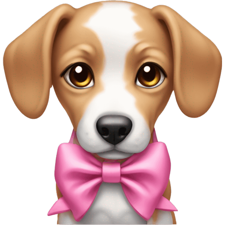 pink bow on puppy emoji