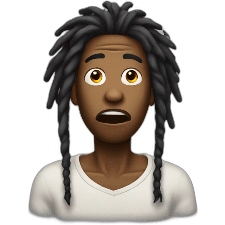 Shocked black man with dreadlocks emoji