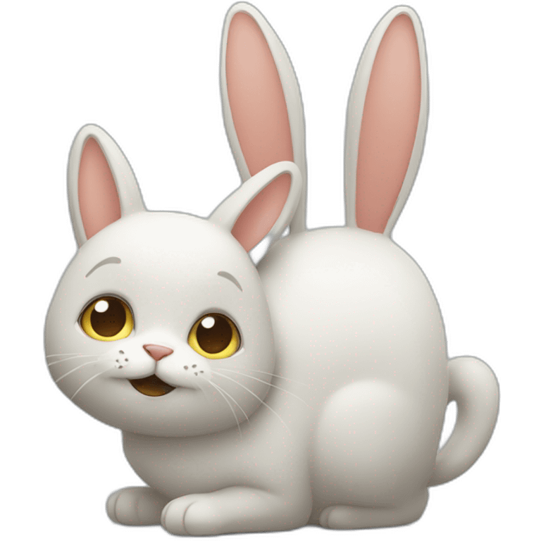 un chat embrasse un lapin emoji