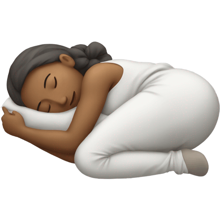 Fetal position sleeping woman dressed emoji