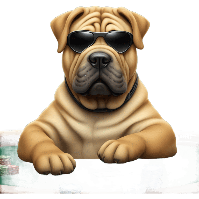 Shar pei playing poker emoji