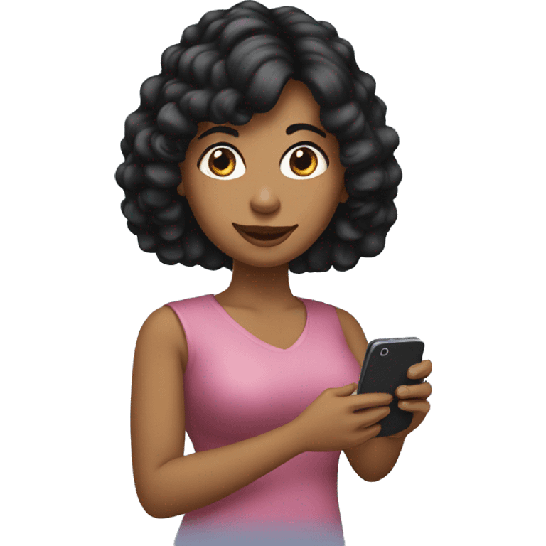 black haired woman with a cell phone in her hand emoji