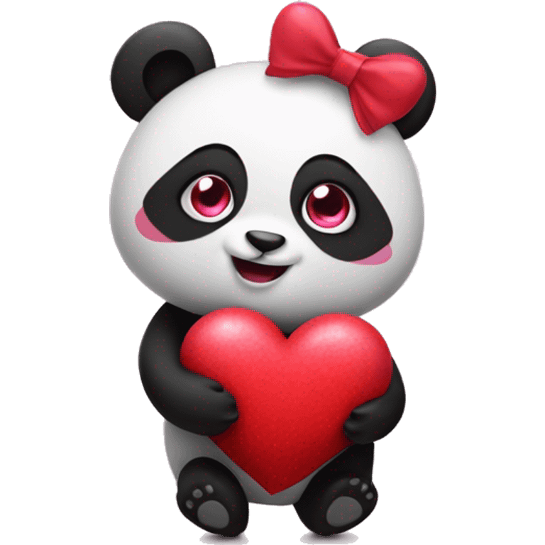 Emoji panda con corazones rosas alrededor  emoji