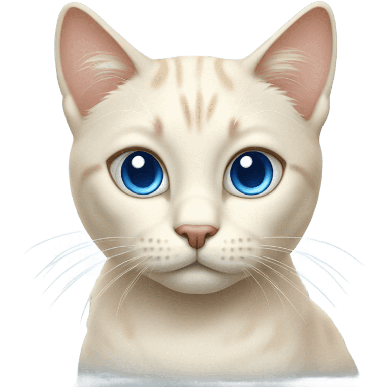 Cream colored cat with blue eyes. Sharp features emoji