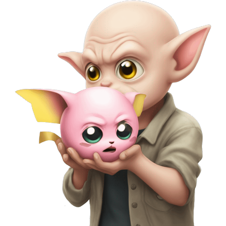 Gollum Jigglypuff sniffing Pikachu   emoji