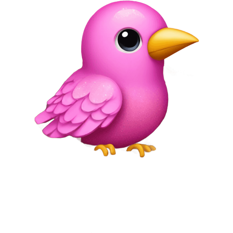 Pink sparkly bird sitting in birds nest  emoji