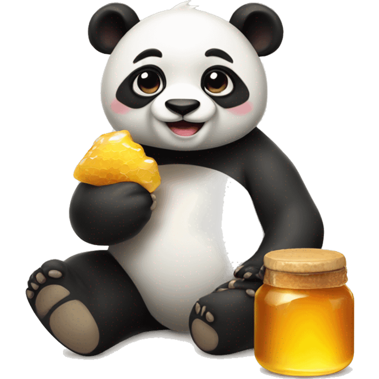 Cute panda with honey emoji