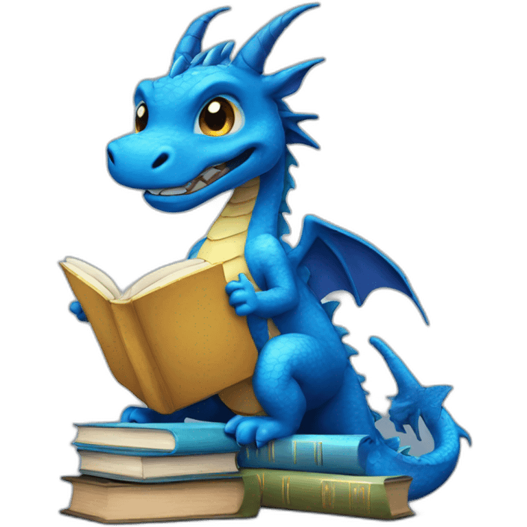 Blue Dragon with Books emoji