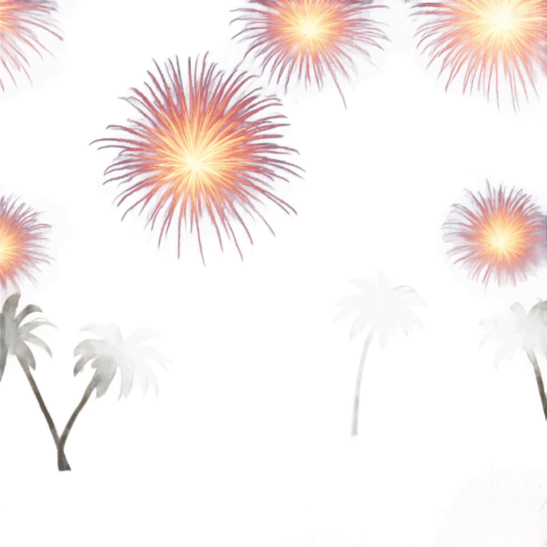 Fireworks with beach emoji